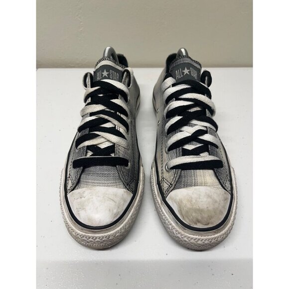 Converse All Star Low Top Sneakers Womens 9 Mens 7 Gray Plaid Double Laced Punk - Picture 4 of 10
